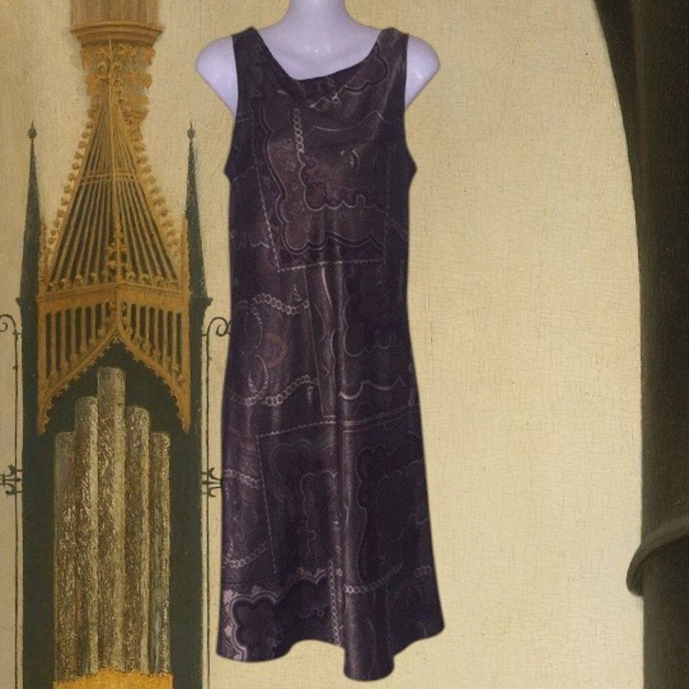 Alyn Page Elegant Satin Versailles Print Dress Size 10